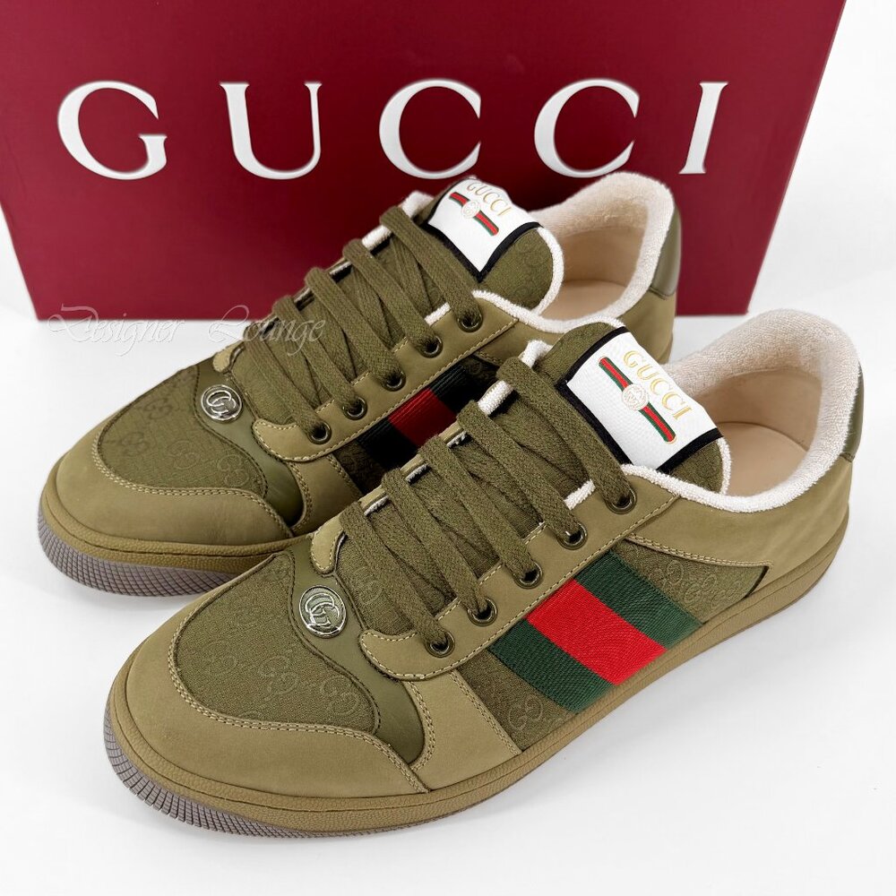 NEW GUCCI Screener Ripstop GG Logo WEB Sneakers Men's G 8.5 / US 9 Authentic - Picture 11 of 13